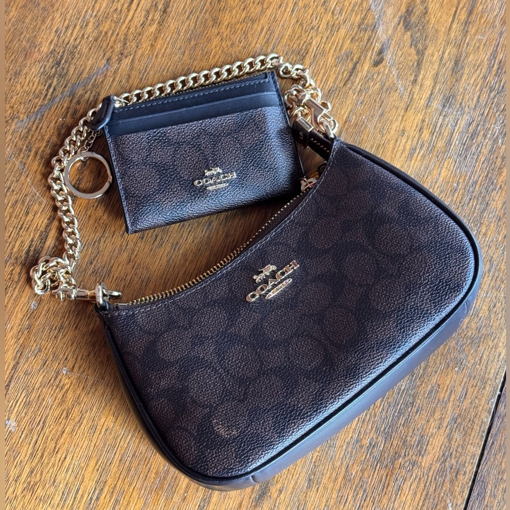 Coach Black and Brown Clutch and Wristlet Set